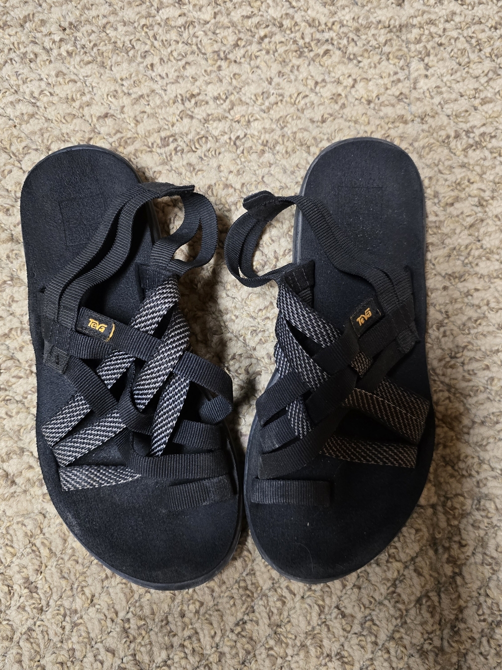 Teva Womens Black and Gray Crisscross Strap Sandals